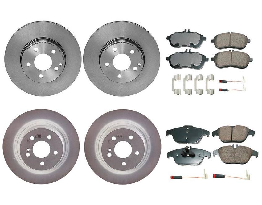 Mercedes Disc Brake Pad and Rotor Kit - Front and Rear (295mm/300mm) (Ceramic) (EURO) 2124211312 - Akebono Euro Ultra-Premium 4122648KIT